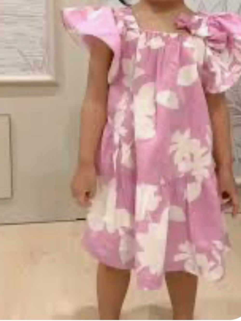 Zara Pink Floral Girls' Flutter Sleeve Dress